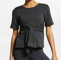 NIKE STUDIO YOGA TRAINING DRI FIT WRAP TOP OIL GREY AR6367-080 WOMEN S - S Regular