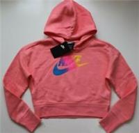 NIKE SPORTSWEAR LOGO PULLOVER CROPPED HOODIE PINK CJ6937-668 KIDS GIRLS XL