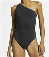 NIKE DRI FIT YOGA TRAINING ONE SHOULDER BODYSUIT TOP - BLACK AR6409-080 WOMEN L - L Regular