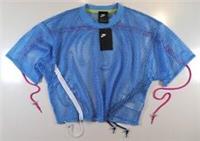 NIKE SPORTSWEAR MESH SHORT SLEEVE CROP TOP - BLUE AR3033-412 WOMEN S - S Regular