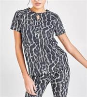 NIKE SPORTSWEAR ANIMAL PRINT TIGHT FIT SHORT SLEEVE TOP CZ1894-070 - WOMEN S - S Regular