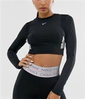 NIKE PRO AEROADAPT CROPPED LONG SLEEVE TRAINING TOP - BLACK BV4134-010 - WOMEN L - L Regular
