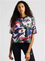 NIKE SPORTSWEAR FLORAL PRINT LOOSE FIT SHORT SLEEVE CROP TOP CU5106-342 WOMEN S - S Regular