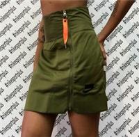 NIKE SPORTSWEAR HIGH WAIST ZIP-UP FRONT MINI SKIRT - OLIVE 932101-395 - WOMEN M - M Regular