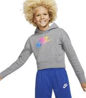 NIKE SPORTSWEAR FLEECE LOGO CROPPED PULLOVER HOODIE CV9587-091 - KIDS GIRLS XS S