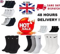 NIKE SOCKS Mens Women 3 Pairs 6 Pairs Lightweight Crew Ankle Cotton Socks Sports - M Regular