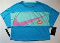 NIKE SPORTSWEAR LOGO TRAINING JERSEY CROP TOP - LASER BLUE CJ7599-446 GIRLS L