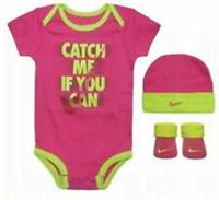 NIKE CATCH ME IF YOU CAN 3 PIECE INFANT SET HA1521-612 BABY GIRL 0-6 MONTHS