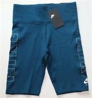 NIKE AIR RIBBED LOGO TIGHT FIT BIKE SHORTS BLUE CJ3125-432 WOMEN XS S M L - M Regular