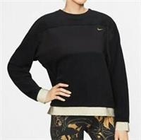 NIKE THERMA ICON CLASH FLEECE TRAINING SWEATSHIRT BLACK GOLD CJ0007-010 WOMEN XS - XS Regular