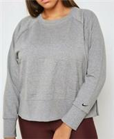 NIKE DRI FIT TRAINING PULLOVER SWEATSHIRT GREY AO2279-091 WOMEN PLUS SIZE 1X - PLUS SIZE - 1X / UK 22-24 Plus Size