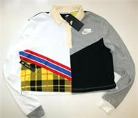 NIKE SPORTSWEAR LONG SLEEVE POLO SWEATSHIRT CROP TOP BV2804-100 - WOMEN S - S Regular