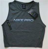NIKE PRO DRI FIT TRAINING GYM SLIM FIT CROP TANK TOP - GREY CJ3697-068 - WOMEN L - L Regular