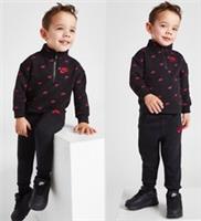 £NIKE Infants Babies£Toddlers Fleece£Tracksuit Joggers£Pants Overhead Top Black