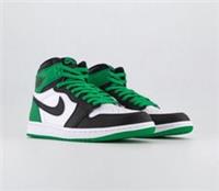 Nike Air Jordan 1 High Black and Lucky Green - New - Size UK 10