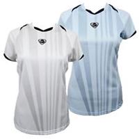 Womens Nike Football Tee Top T-Shirt Mesh Swoosh Ladies Training S-XL White/Blue - XS-XL Regular