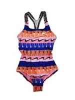 NEW Nike Girls Pink Blue Racerback One Piece Swimming Swim Suit 8-10 Years