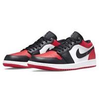 Nike Air Jordan 1 Red Black Low Bred Toe Trainers 553558-612