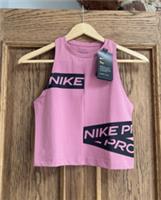 Nike Pro CROP tank TOP SIZE M BNWT pink black - XS Regular