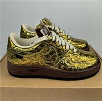 LOUIS VUITTON X AIR FORCE 1 GOLD SNEAKERS BY VIRGIL SIZE: US7.5/ UK7/EU40.5