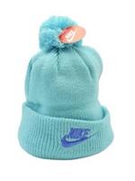 Nike Kids Blue Yarn Pom Knitted Beanie Hat 4-7 Years