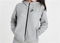 Nike Girls' Tech Fleece Full Zip Hoodie Junior Grey Size XL