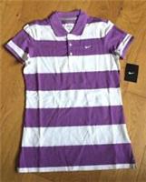 Womens Nike Polo Shirt Stripe Classic Golf Shirt UK XS S M L XL 465683-500 (I) - XS Regular