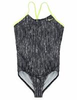 Nike Swimsuit Crossback One Piece Girls 6 to 12 Years Black Rush Heather New - 6-8 Years (122-128cm) Regular