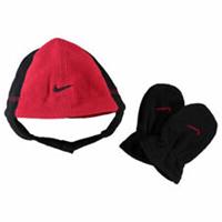 Nike Babies Boys Baby Unisex Hat & Mittens Set Fleece Infants Age 3-6 Months
