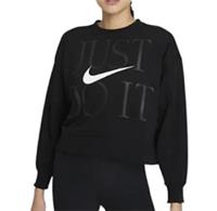 WOMENS NIKE DRI-FIT GET FIT CREW SWEATSHIRT CROPPED TOP BLACK NEW UK L LAST 1 - L Regular