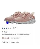 Nike Air Zoom Vomero 14 Trainers Ladies Womens Size UK 5 Pink White AH7858 601