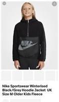 NIKE SPORTSWEAR KIDS JACKET FLEECE COAT WINTER BLACK GREY SIZE MEDIUM DJ5482011