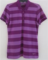 Nike Bold Stripe Golf Polo Womens Purple Size UK Medium #REF3
