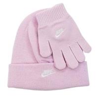 Nike Hat And Glove 2 Piece Set Pink Girls Sportswear Cotton Beanie Age 4-6 Years