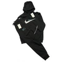Nike Full Tracksuit Mens Fleece Standard Issue Athletic Black Pullover Cargo Set - S Regular