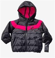 Nike Baby Girls Puffer Hooded Jacket NSW Coat Black Pink 18 Months New Genuine