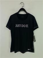 Nike Dri-Fit Black Just Do It Graphic T-Shirt Short Sleeve Activewear UK M NEW - M Regular