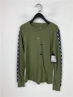 Nike Khaki Logo Tape Long Sleeve T-Shirt Crew Neck Casual UK XS NEW - XS Regular