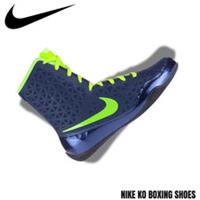 NIKE KO Boxing Shoes Mens UK 5 Navy/Volt Green Lightweight High-Top Trainers