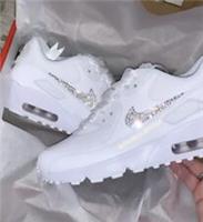 Crystal Nike Air Max 90's in White with Customised Swarovski Crystal Nike Ticks