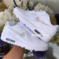 Crystal Nike Air Max 90's in White with Customised Swarovski Crystal Ticks £