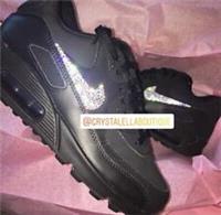 Nike Air Max 90's Crystal Nike Diamond Leather Nike Swarovski Nike in Black ♡