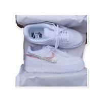 Women's Nike Air Force 1 Shadow White Crystal Sneakers Bling Model: CI0919-100 £
