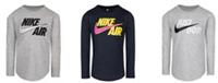 NIKE TREFOIL LONG SLEVE TOP Girls Age From 3-4-5-6-7 Years BLACK GREY NIKE LOGO