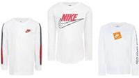 Nike Long Sleeve Cotton white/Grey Swoosh Nike T Shirt Top Age 3/4 - 4/5 - 5/6