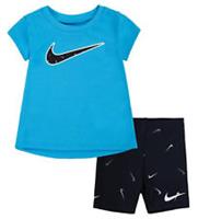 Nike Baby Girls Toddlers T-Shirt & Shorts Set Dri-Fit Baby Blue 16K550 New