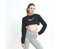 Nike Crop Top Womens XL Black Breathable Double Swoosh Long Sleeve Relaxed Fit - XL Regular