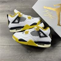 Nike Air Jordan 4 Retro Trainers Vivid Sulfur / White - Size UK 3.5 / EU 36.5
