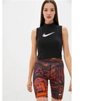 Nike Tank Crop Top Womens XL Black Breathable Swoosh Logo Gym Holiday Clubbing - XL Regular