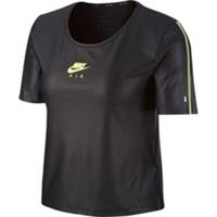 Nike Air Womens Cropped T‑Shirt Large Black Dri‑Fit Mesh Running Gym Top - L Regular